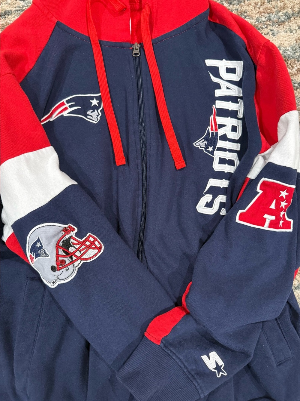 The Ultimate New England Patriots Football Patch Full Zip Hoodie - Picture 3 of 4